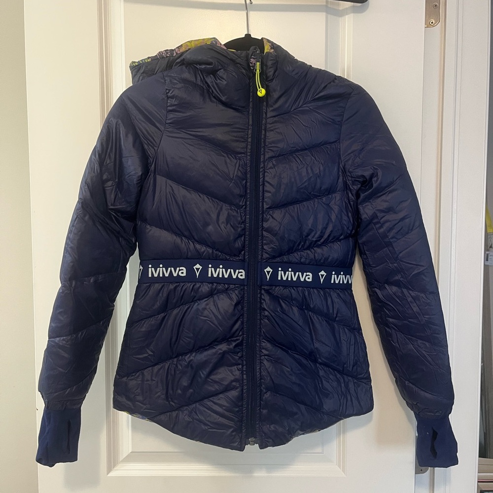 Ivivva Girls' Navy Reversible Puffer Jacket with Hood